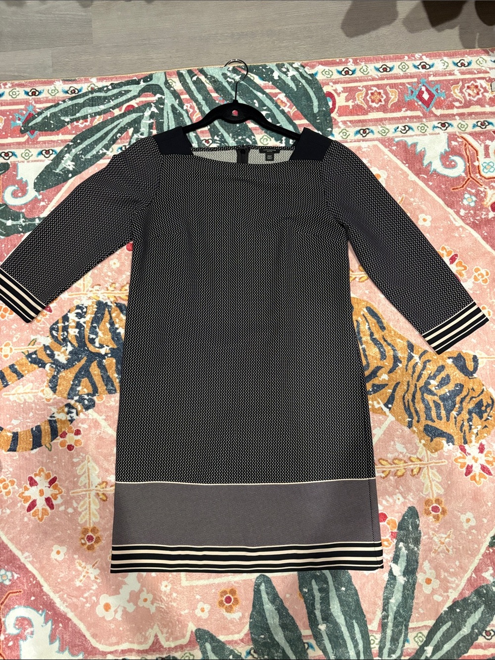 Ann Taylor Black and White Patterned Shift Dress - Elegant Women's Dress